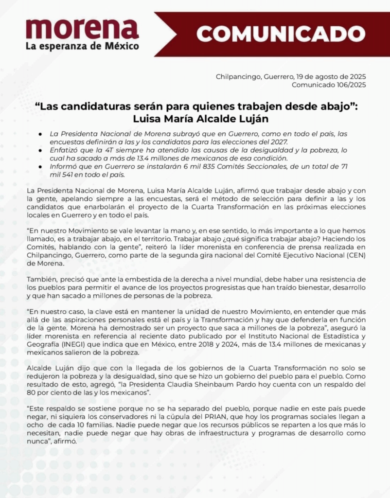 Se vale levantar la mano, dice la líder nacional de Morena al hablar de las candidaturas.