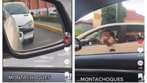 . Clásico incidente automovilístico prefabricado llamado “monta choques”