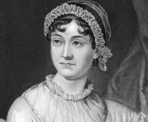 Nacida en Steventon, Inglaterra, publicó de forma anónima clásicos como Orgullo y prejuicio (1813) y Sentido y sensibilidad (1811), explorando con ironía la dependencia femenina del matrimonio y la vida de la nobleza terrateniente.